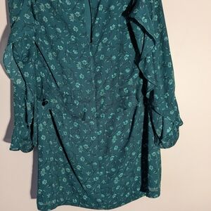 Forest Lily Elegant‎ Teal Floral Midi Dress L